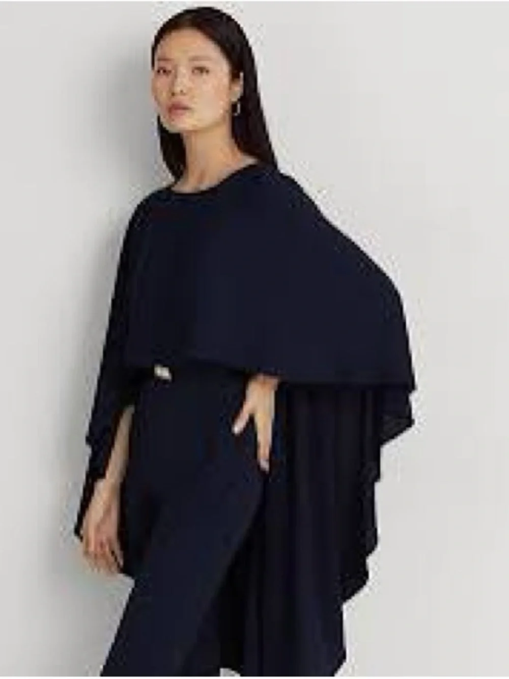 NWOT Ralph Lauren belted cape Georgette jump suit in Navym